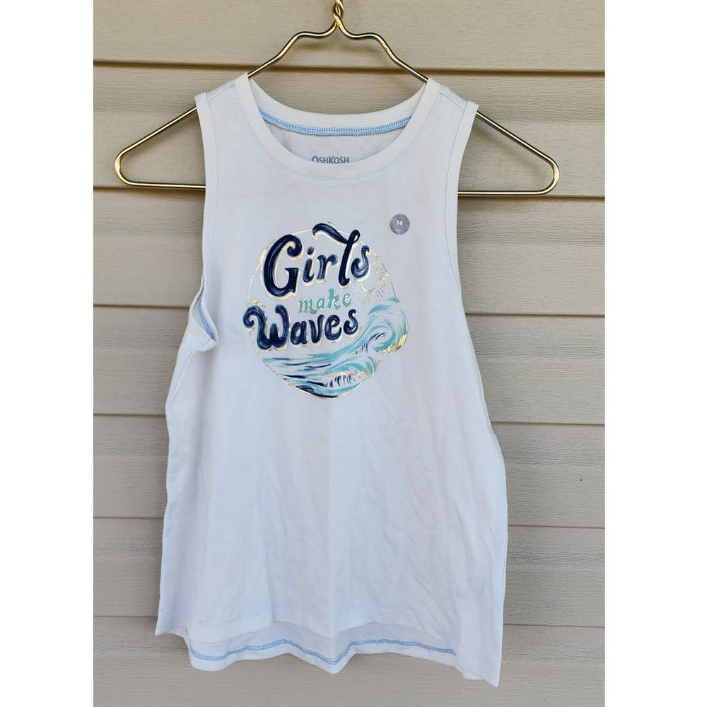 NWT New OshKosh Girls Summer Beach Girls Make Waves Tank Size 14